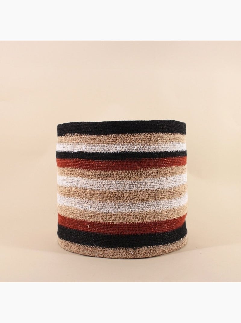 Set de 3 paniers rayé beige, marron en herbes marines Marron - Kiabi