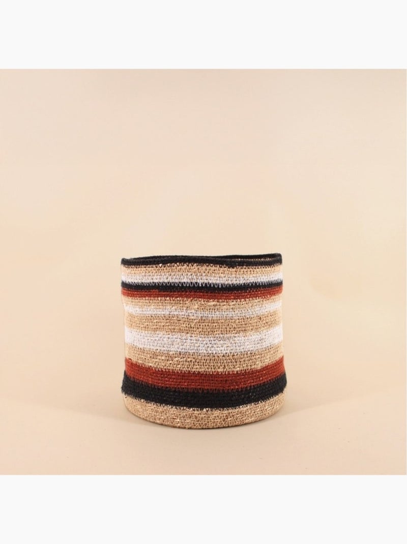 Set de 3 paniers rayé beige, marron en herbes marines Marron - Kiabi