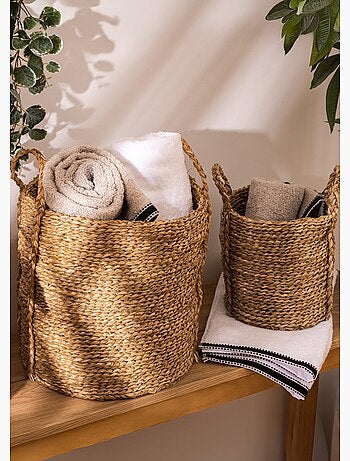 Set de 3 paniers ronds, roseau tressé - AFIBEL