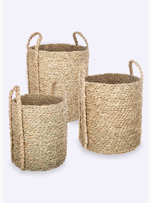 Set de 3 paniers ronds, roseau tressé - AFIBEL - Kiabi