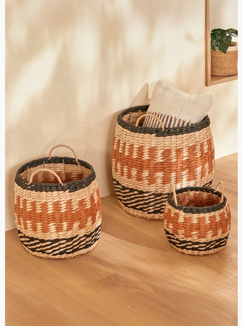 Set de 3 paniers tressés style ethnique - Atmosphera - Kiabi Set de 3 paniers tressés style ethnique - Atmosphera - Kiabi