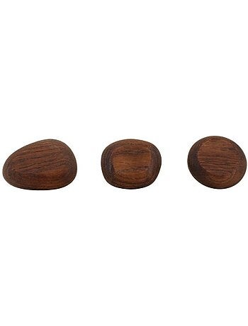 Set de 3 patères galet en bois
