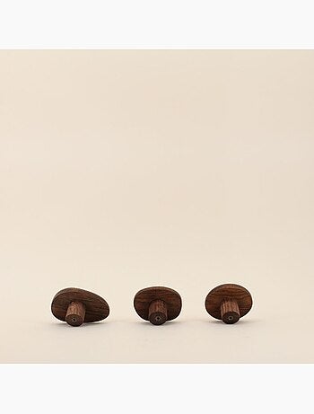 Set de 3 patères galet en bois