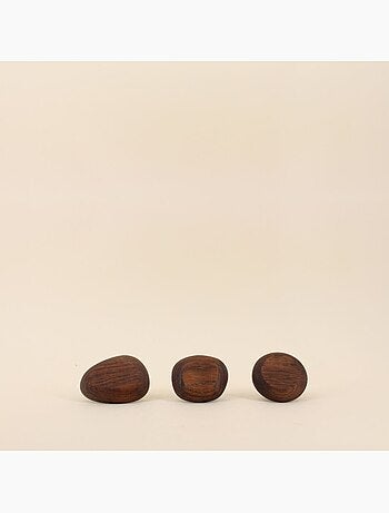Set de 3 patères galet en bois
