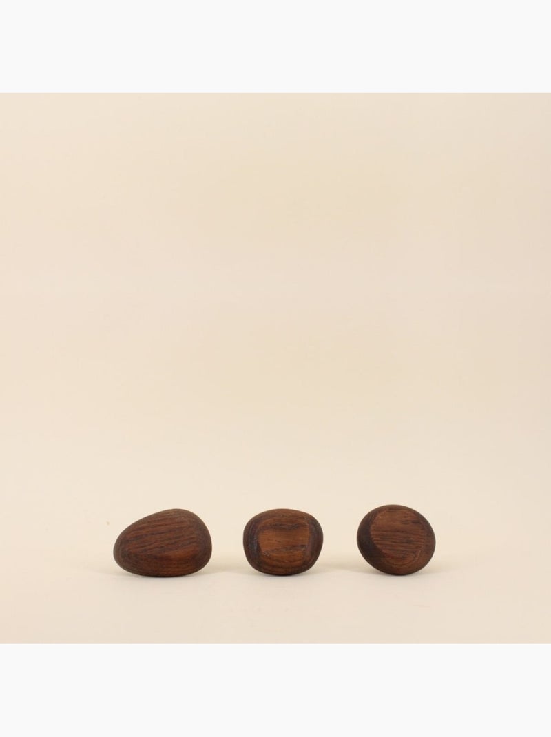 Set de 3 patères galet en bois Marron - Kiabi