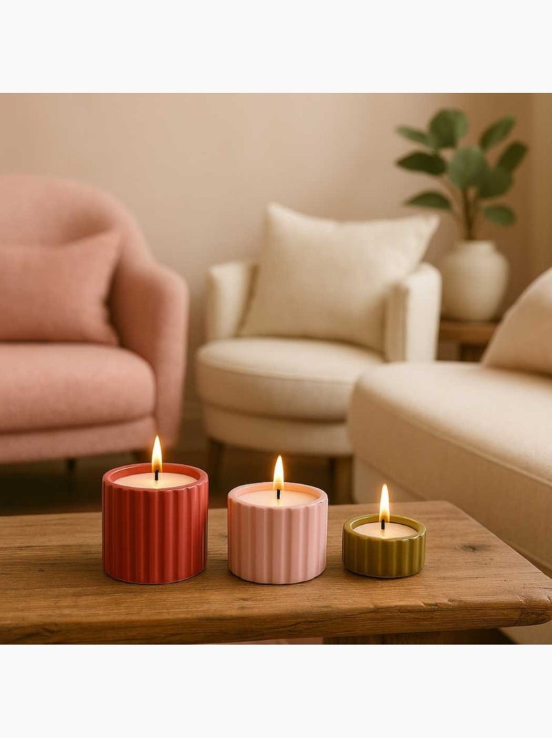 Set de 3 photophores en céramique Rose - Kiabi