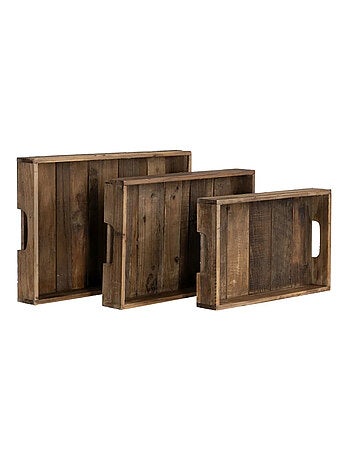 Set de 3 plateaux en bois brut