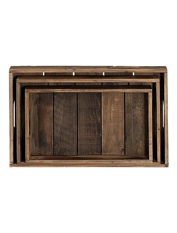 Set de 3 plateaux en bois brut