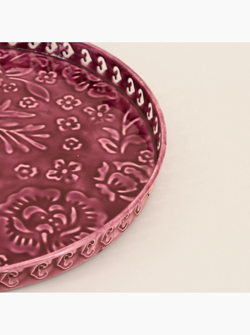 Set de 3 plateaux en métal avec motifs en relief Violet - Kiabi