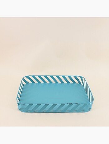 Set de 3 plateaux en métal bleu ajouré