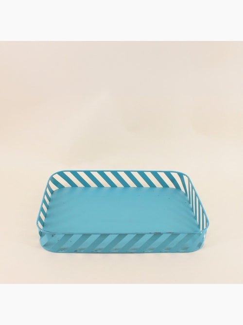 Set de 3 plateaux en métal bleu ajouré - Kiabi