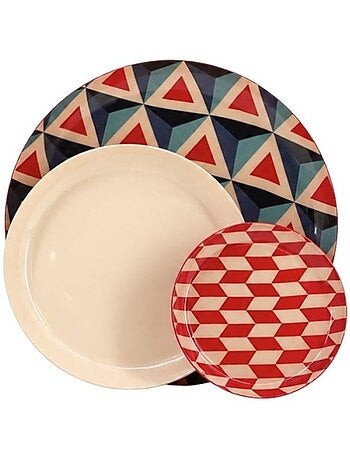 Set de 3 plateaux en métal laqué rouge