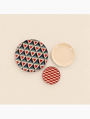 Set de 3 plateaux en métal laqué rouge