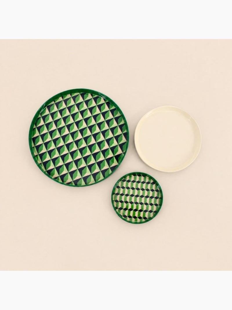 Set de 3 plateaux en métal laqué vert Vert - Kiabi