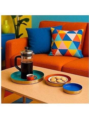 Set de 3 plateaux ronds colorés