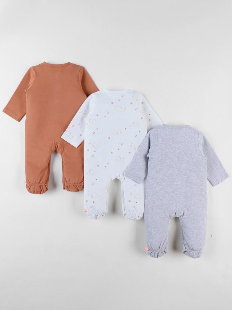 Set de 3 Pyjamas Bébé en Jersey de Coton Noukie's Blanc - Kiabi