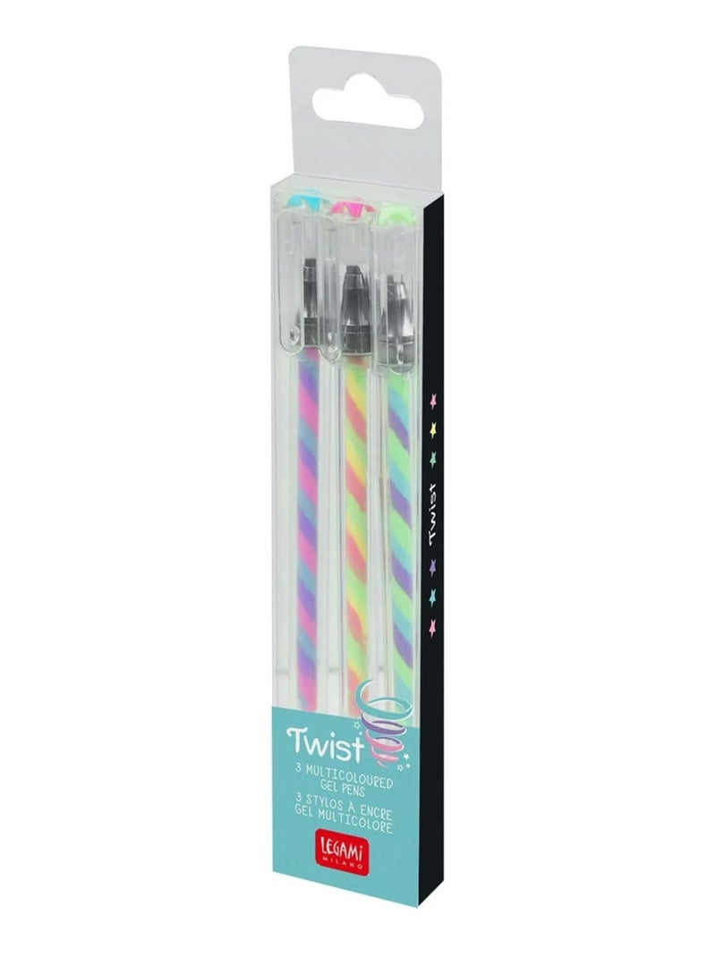 Set de 3 Stylos à Encre Gel Multicolore - Twist Vert - Kiabi