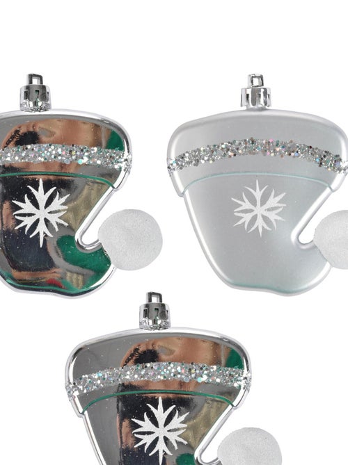 Set de 3 suspensions bonnet de noel argent - Kiabi