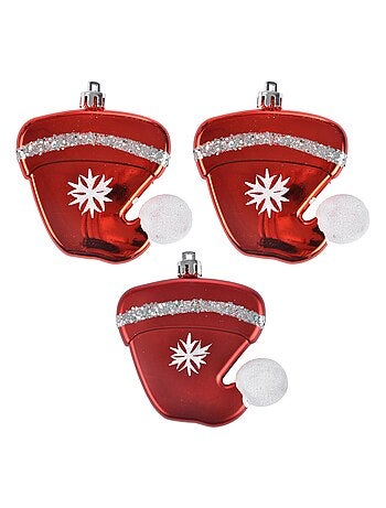 Set de 3 suspensions bonnet de noel or