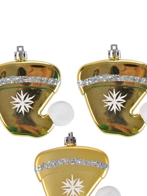 Set de 3 suspensions bonnet de noel or - Kiabi