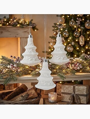 Set de 3 suspensions sapins argent