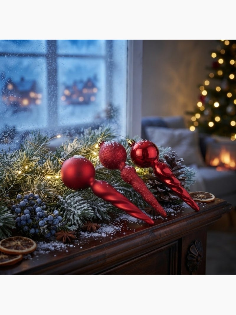 Set de 3 suspensions torsadées de noël Rouge - Kiabi
