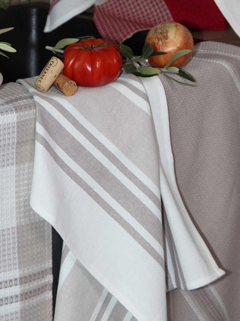 Set de 3 torchons cuisine  coton 50x70 cm Beige - Kiabi