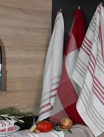 Set de 3 torchons cuisine coton 50x70 cm