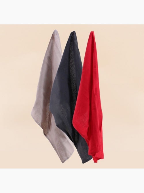 Set de 3 torchons gris, beige, rouge 50x70cm - Kiabi
