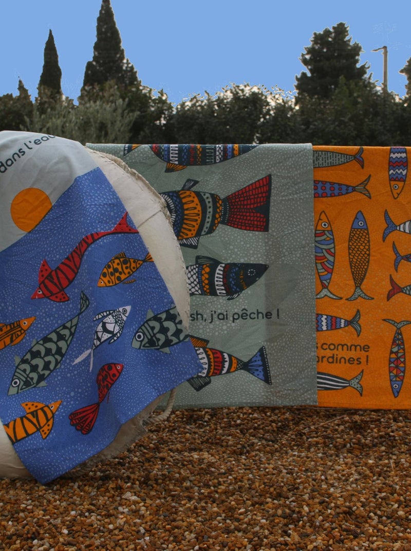 Set de 3 torchons motifs poisson Bleu - Kiabi