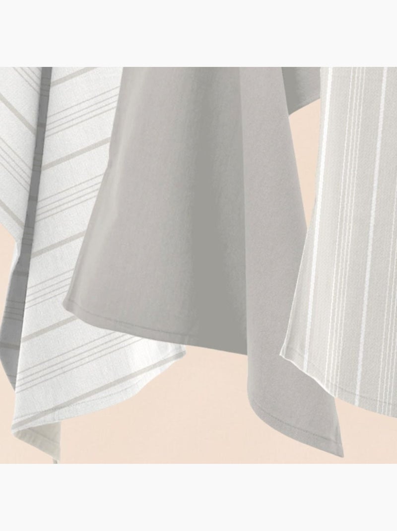 Set de 3 torchons rayés écrus Beige - Kiabi