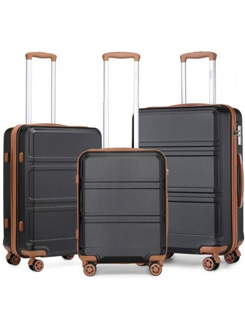Set de 3 valises - 20/24/28 cm abs 4 roulettes serrure tsa - kono Noir - Kiabi