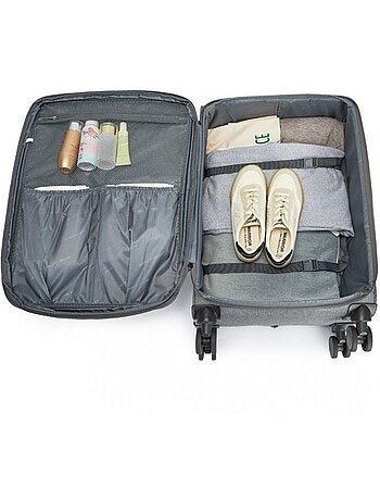 Set de 3 valises - 50/70/80 cm, souple, extensible, 4 roues, serrure tsa - british traveller