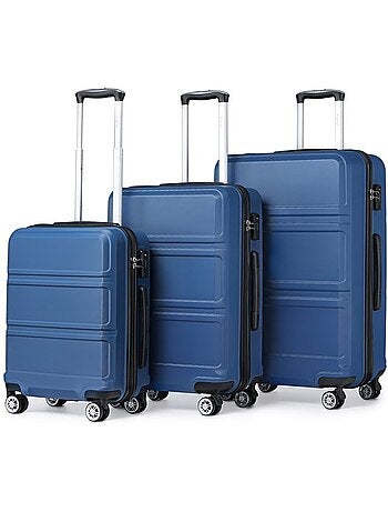 Set de 3 valises - 51.5/65/75 cm, rigide abs + pc, 4 roues 360°, serrure tsa - kono