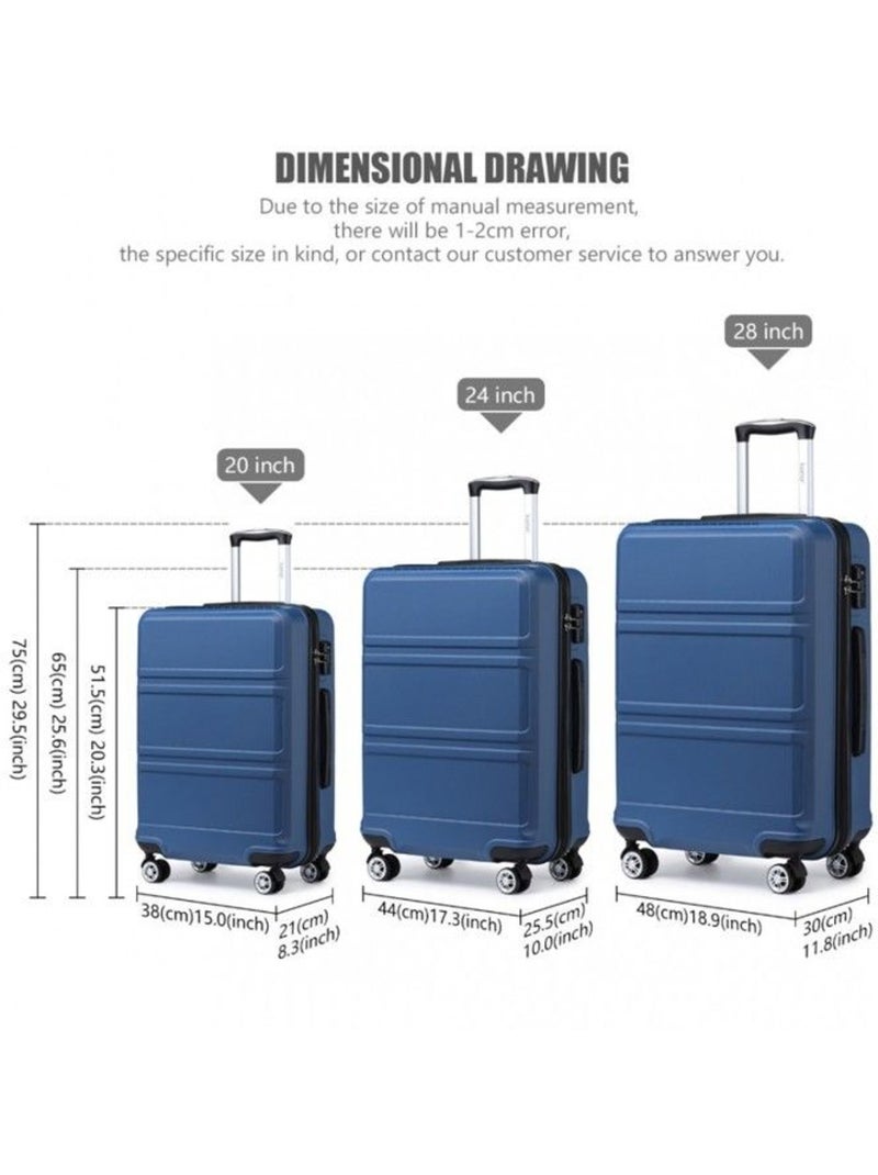 Set de 3 valises - 51.5/65/75 cm, rigide abs + pc, 4 roues 360°, serrure tsa - kono Blanc - Kiabi