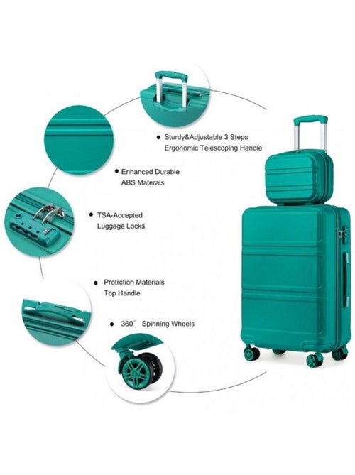 Set de 3 valises - 51.5/65/75 cm, rigide abs + pc, 4 roues 360°, serrure tsa - kono - Kiabi Set de 3 valises - 51.5/65/75 cm, rigide abs + pc, 4 roues 360°, serrure tsa - kono - Kiabi