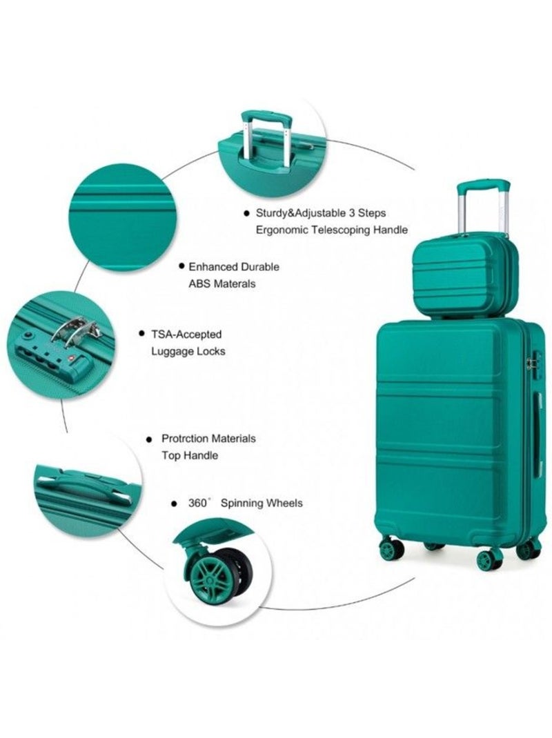 Set de 3 valises - 51.5/65/75 cm, rigide abs + pc, 4 roues 360°, serrure tsa - kono Bleu - Kiabi