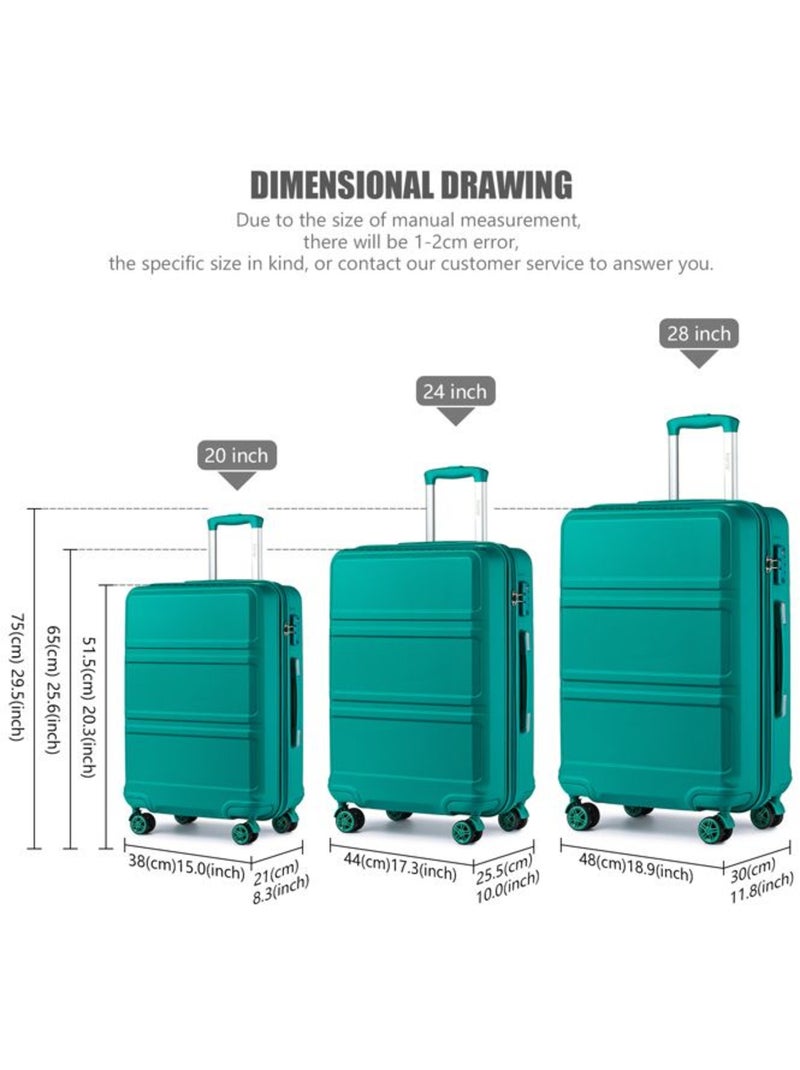 Set de 3 valises - 51.5/65/75 cm, rigide abs + pc, 4 roues 360°, serrure tsa - kono Bleu - Kiabi