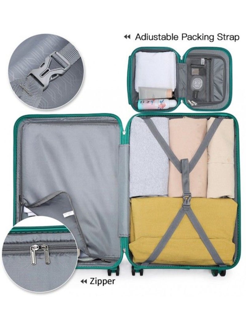 Set de 3 valises - 51.5/65/75 cm, rigide abs + pc, 4 roues 360°, serrure tsa - kono Bleu - Kiabi
