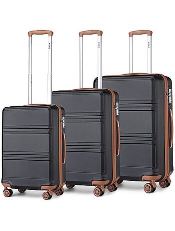 Set de 3 valises - 51.5/65/75 cm, rigide abs + pc, 4 roues 360°, serrure tsa - kono