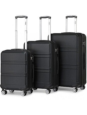 Set de 3 valises - 51.5/65/75 cm, rigide abs + pc, 4 roues 360°, serrure tsa - kono