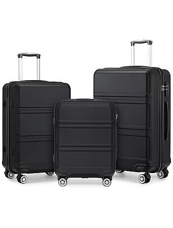 Set de 3 valises - 51.5/65/75 cm, rigide abs + pc, 4 roues 360°, serrure tsa - kono