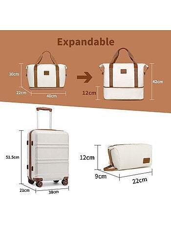 Set de 3 valises - 51.5x38x21 cm, rigide - kono