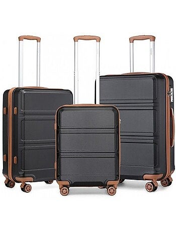 Set de 3 valises - 51/65/75 cm abs 4 roulettes serrure tsa - kono