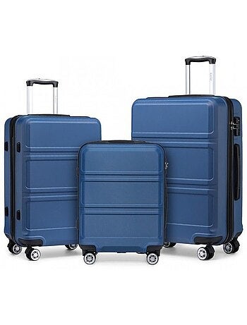 Set de 3 valises - 51/65/75 cm, rigide abs, 4 roues 360°, serrure tsa - kono