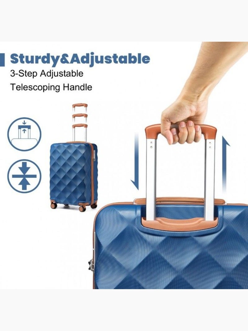 Set de 3 valises - 53/61/73 cm abs 4 roulettes serrure tsa - british traveller Bleu - Kiabi
