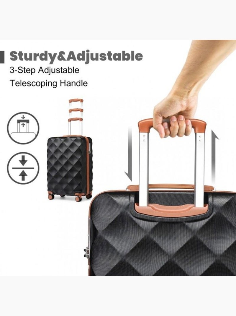 Set de 3 valises - 53/61/73 cm abs 4 roulettes serrure tsa - british traveller Noir - Kiabi