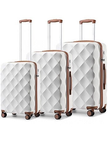 Set de 3 valises - 53/61/73 cm, rigide abs, 4 roues 360°, serrure tsa - british traveller