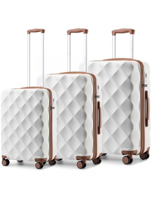 Set de 3 valises - 53/61/73 cm, rigide abs, 4 roues 360°, serrure tsa - british traveller - Kiabi