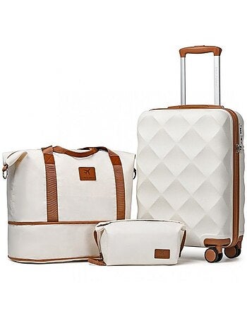 Set de 3 valises - 53x35x21 cm abs+pc 4 roulettes serrure tsa - british traveller